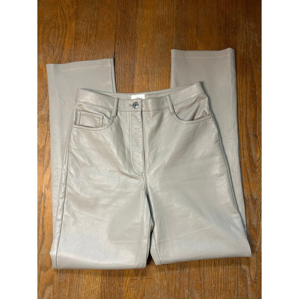 Aritzia Wilfred "The Melina" Pant Cream Vegan Leather Straight, Size 6
